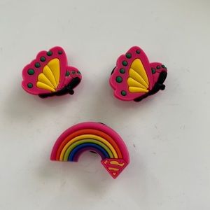 Crocs Charms Jibbitz - 2 Butterfly and 1 Super Woman Rainbow